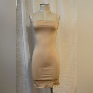 Meshki Mia Bodycon Mini Dress, nude, size small